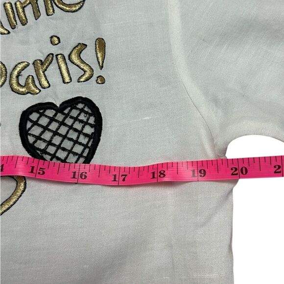 Womens Vintage Jaime Paris Effiel Tower Embroidered LONG blouse. Linen/Ramie. XL - Picture 6 of 8